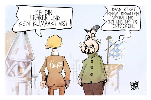 Cartoon: Beamten in Bayern (medium) by Kostas Koufogiorgos tagged karikatur,koufogiorgos,höcke,beamter,bayern,söder,klimaaktivist,lehrer,karikatur,koufogiorgos,höcke,beamter,bayern,söder,klimaaktivist,lehrer