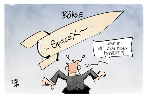 Cartoon: Börsenstart von SpaceX (medium) by Kostas Koufogiorgos tagged karikatur,koufogiorgos,musk,spacex,börse,index,start,rakete,karikatur,koufogiorgos,musk,spacex,börse,index,start,rakete