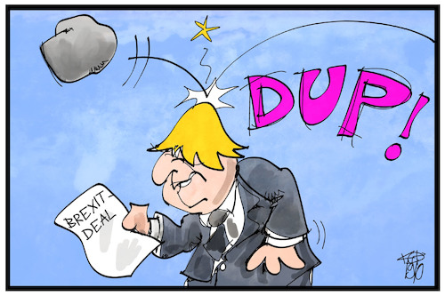 Cartoon: Brexit-Deal (medium) by Kostas Koufogiorgos tagged karikatur,koufogiorgos,illustration,cartoon,brexit,deal,johnson,dup,widerstand,uk,eu,europa,karikatur,koufogiorgos,illustration,cartoon,brexit,deal,johnson,dup,widerstand,uk,eu,europa