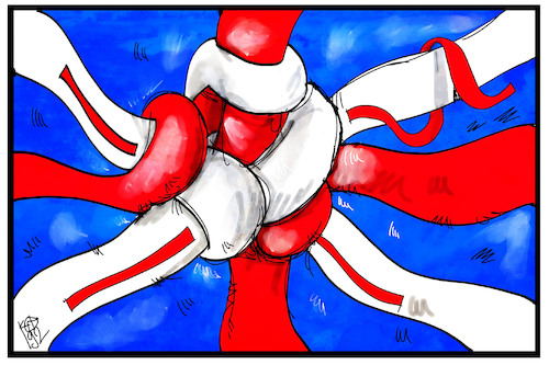 Cartoon: Brexit (medium) by Kostas Koufogiorgos tagged karikatur,koufogiorgos,illustration,cartoon,brexit,flagge,fahne,uk,grossbritannien,knoten,chaos,eu,europa,karikatur,koufogiorgos,illustration,cartoon,brexit,flagge,fahne,uk,grossbritannien,knoten,chaos,eu,europa
