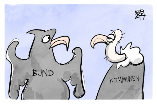 Cartoon: Bund und Kommunen (medium) by Kostas Koufogiorgos tagged karikatur,koufogiorgos,bund,kommunen,geier,adler,finanzen,haushalt,geld,karikatur,koufogiorgos,bund,kommunen,geier,adler,finanzen,haushalt,geld