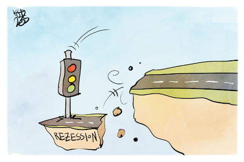 Cartoon: Der Absturz in die Rezession (medium) by Kostas Koufogiorgos tagged karikatur,koufogiorgos,rezession,deutschland,ampel,strasse,karikatur,koufogiorgos,rezession,deutschland,ampel,strasse