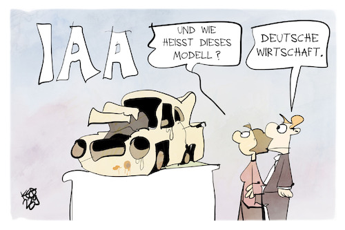 Cartoon: Deutsche Wirtschaft (medium) by Kostas Koufogiorgos tagged karikatur,koufogiorgos,wirtschaft,auto,iaa,ausstellung,modell,karikatur,koufogiorgos,wirtschaft,auto,iaa,ausstellung,modell