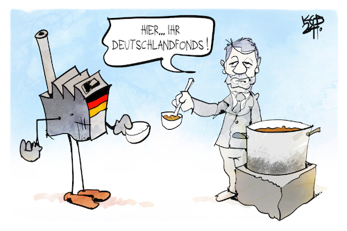 Cartoon: Deutschlandfonds (medium) by Kostas Koufogiorgos tagged karikatur,koufogiorgos,habeck,deutschlandfonds,suppe,armut,wirtschaft,fabrik,karikatur,koufogiorgos,habeck,deutschlandfonds,suppe,armut,wirtschaft,fabrik