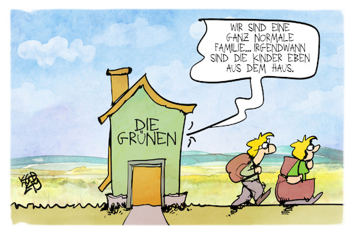 Cartoon: Die Grünen (medium) by Kostas Koufogiorgos tagged karikatur,koufogiorgos,gruene,familie,haus,kinder,jugend,karikatur,koufogiorgos,gruene,familie,haus,kinder,jugend