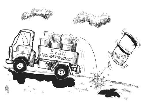 Cartoon: EnBW-Deal (medium) by Kostas Koufogiorgos tagged mappus,enbw,ermittlung,müll,umwelt,untreue,karikatur,kostas,koufogiorgos,mappus,enbw,ermittlung,müll,umwelt