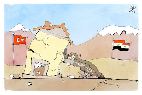 Cartoon: Erdbeben (medium) by Kostas Koufogiorgos tagged karikatur,koufogiorgos,erdbeben,türkei,syrien,solidarität,ruine,stütze,karikatur,koufogiorgos,erdbeben,türkei,syrien,solidarität,ruine,stütze