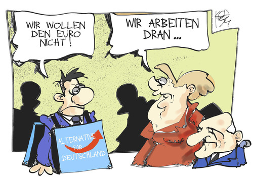 Cartoon: Euro-Kritiker (medium) by Kostas Koufogiorgos tagged euro,afd,alternative,deutschland,merkel,schäuble,partei,karikatur,kostas,koufogiorgos,euro,afd,alternative,deutschland,merkel,schäuble,partei,karikatur,kostas,koufogiorgos