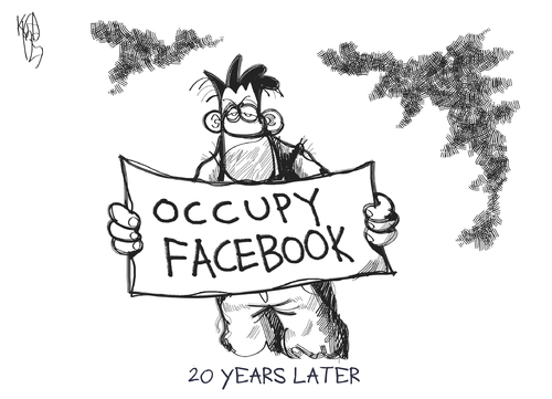 Cartoon: Facebook in Stock Market (medium) by Kostas Koufogiorgos tagged facebook,stock,market,economy,social,network,cartoon,koufogiorgos,facebook,börse,occupy