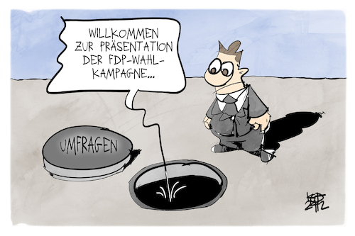 Cartoon: FDP (medium) by Kostas Koufogiorgos tagged karikatur,koufogiorgos,fdp,wahlprogramm,umfrage,untergrund,gulli,kampagne,karikatur,koufogiorgos,fdp,wahlprogramm,umfrage,untergrund,gulli,kampagne