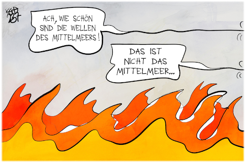 Cartoon: Feuer im Mittelmeerraum (medium) by Kostas Koufogiorgos tagged karikatur,koufogiorgos,feuer,mittelmeer,urlaub,wellen,waldbrand,karikatur,koufogiorgos,feuer,mittelmeer,urlaub,wellen,waldbrand