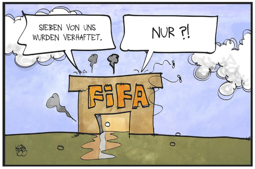 Cartoon: FIFA-Skandal (medium) by Kostas Koufogiorgos tagged karikatur,koufogiorgos,illustration,cartoon,fifa,fussball,verband,sumpf,haus,korruption,verhaftung,karikatur,koufogiorgos,illustration,cartoon,fifa,fussball,verband,sumpf,haus,korruption,verhaftung