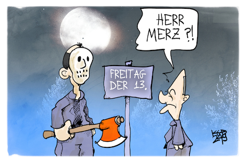 Cartoon: Freitag der 13. (medium) by Kostas Koufogiorgos tagged karikatur,koufogiorgos,scholz,merz,jason,freitag,13,unglück,film,horror,karikatur,koufogiorgos,scholz,merz,jason,freitag,13,unglück,film,horror