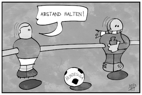 Cartoon: Fußball-Abstandsregeln (medium) by Kostas Koufogiorgos tagged karikatur,koufogiorgos,illustration,cartoon,fussball,abstand,hygiene,bundesliga,corona,pandemie,karikatur,koufogiorgos,illustration,cartoon,fussball,abstand,hygiene,bundesliga,corona,pandemie