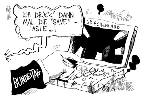 Cartoon: Griechenland (medium) by Kostas Koufogiorgos tagged griechenland,bundestag,euro,rettung,schulden,staatsdefizit,europa