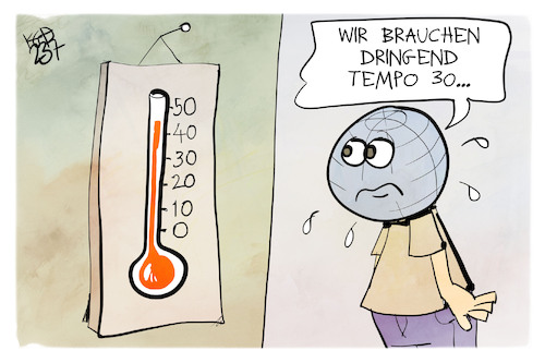 Cartoon: Hitzewelle (medium) by Kostas Koufogiorgos tagged karikatur,koufogiorgos,hitze,tempo,30,thermometer,sommer,wetter,karikatur,koufogiorgos,hitze,tempo,30,thermometer,sommer,wetter