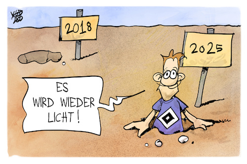 Cartoon: HSV (medium) by Kostas Koufogiorgos tagged karikatur,koufogiorgos,hsv,bundesliga,fußball,tunnel,tal,hamburg,karikatur,koufogiorgos,hsv,bundesliga,fußball,tunnel,tal,hamburg