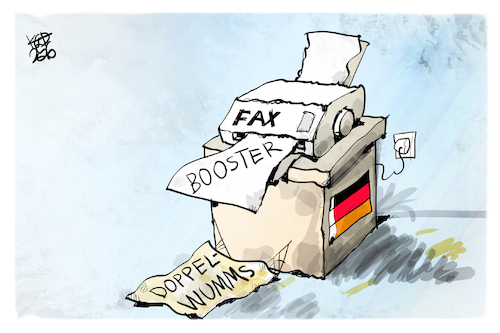 Cartoon: Investitionsbooster (medium) by Kostas Koufogiorgos tagged karikatur,koufogiorgos,fax,bürokratie,investitionsbooster,doppelwumms,phrasen,karikatur,koufogiorgos,fax,bürokratie,investitionsbooster,doppelwumms,phrasen