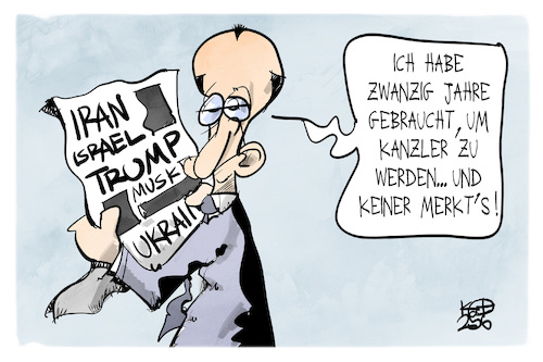 Cartoon: Kanzler Merz (medium) by Kostas Koufogiorgos tagged karikatur,koufogiorgos,aufmerksamkeit,merz,kanzler,zeitung,karikatur,koufogiorgos,aufmerksamkeit,merz,kanzler,zeitung