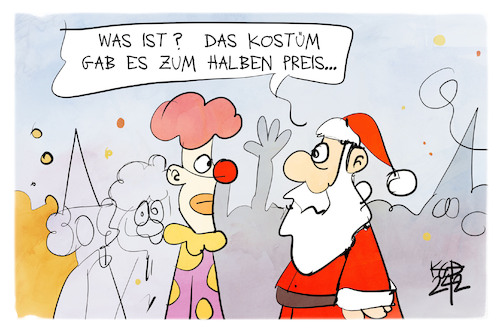 Cartoon: Karneval (medium) by Kostas Koufogiorgos tagged karikatur,koufogiorgos,weihnachtsmann,karneval,kostüm,saison,fastnacht,karikatur,koufogiorgos,weihnachtsmann,karneval,kostüm,saison,fastnacht