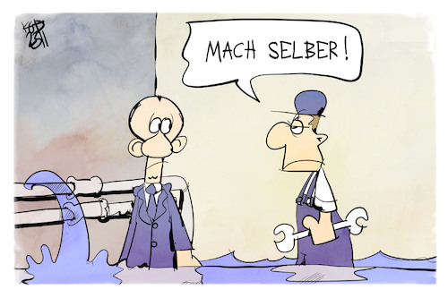 Cartoon: Klempner der Macht (medium) by Kostas Koufogiorgos tagged karikatur,koufogiorgos,klempner,merz,scholz,karikatur,koufogiorgos,klempner,merz,scholz