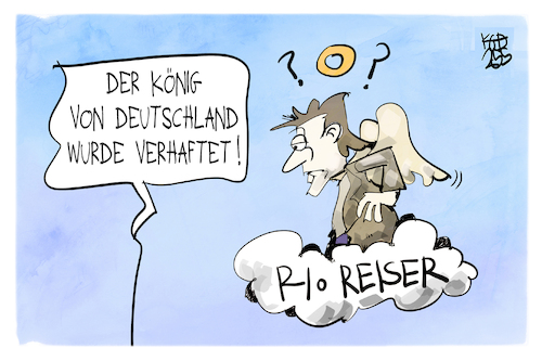 Cartoon: Königreich Deutschland (medium) by Kostas Koufogiorgos tagged karikatur,koufogiorgos,königreich,reichsbürger,musiker,rio,reiser,könig,deutschland,haft,karikatur,koufogiorgos,königreich,reichsbürger,musiker,rio,reiser,könig,deutschland,haft