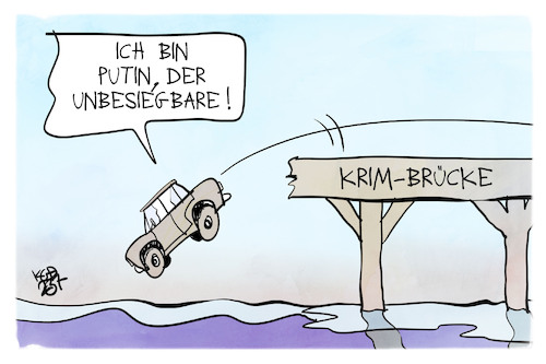 Cartoon: Krim-Brücke (medium) by Kostas Koufogiorgos tagged karikatur,koufogiorgos,putin,krim,brücke,meer,wasser,sturz,russland,karikatur,koufogiorgos,putin,krim,brücke,meer,wasser,sturz,russland