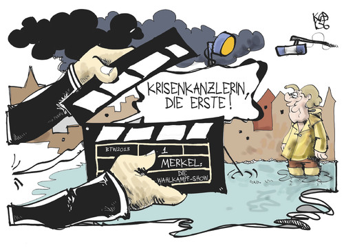 Cartoon: Krisenkanzlerin (medium) by Kostas Koufogiorgos tagged flut,hochwasser,merkel,medien,fernsehen,umwelt,katastrophe,karikatur,koufogiorgos,flut,hochwasser,merkel,medien,fernsehen,umwelt,katastrophe,karikatur,koufogiorgos
