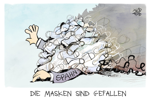 Cartoon: Masken-Affäre (medium) by Kostas Koufogiorgos tagged karikatur,koufogiorgos,spahn,maske,deal,corona,karikatur,koufogiorgos,spahn,maske,deal,corona