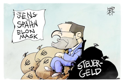 Cartoon: Maskenaffäre (medium) by Kostas Koufogiorgos tagged spahn,maske,steuergeld,spahn,maske,steuergeld