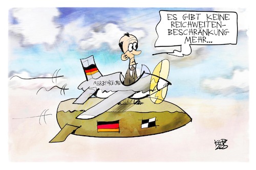 Cartoon: Merz Force One (medium) by Kostas Koufogiorgos tagged koufogiorgos,merz,flugzeug,rakete,waffe,reichweite,koufogiorgos,merz,flugzeug,rakete,waffe,reichweite