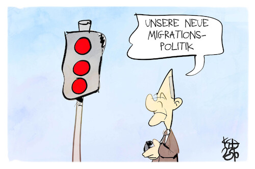 Cartoon: Migrationsampel (medium) by Kostas Koufogiorgos tagged migrationsampel,migrationsampel