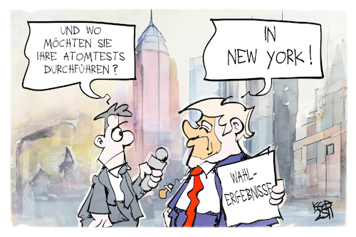 Cartoon: New York (medium) by Kostas Koufogiorgos tagged karikatur,koufogiorgos,trump,new,york,mamdani,atomtest,bürgermeister,karikatur,koufogiorgos,trump,new,york,mamdani,atomtest,bürgermeister
