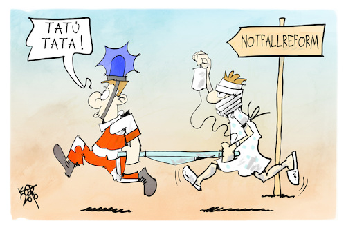 Cartoon: Notfallreform (medium) by Kostas Koufogiorgos tagged karikatur,koufogiorgos,notfallreform,bundestag,notfallversorgung,patient,sanitäter,arzt,karikatur,koufogiorgos,notfallreform,bundestag,notfallversorgung,patient,sanitäter,arzt