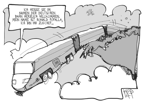 Cartoon: Pofalla bei der Bahn (medium) by Kostas Koufogiorgos tagged pofalla,bahn,vorstand,politik,karikatur,koufogiorgos,pofalla,bahn,vorstand,politik,karikatur,koufogiorgos