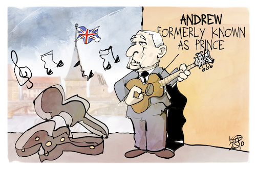 Cartoon: Prince Andrew (medium) by Kostas Koufogiorgos tagged karikatur,koufogiorgos,andrew,prince,bettler,gitarre,musik,strassenmusiker,karikatur,koufogiorgos,andrew,prince,bettler,gitarre,musik,strassenmusiker