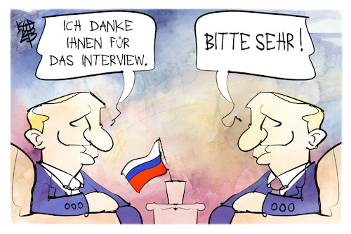 Cartoon: Putin-Interview (medium) by Kostas Koufogiorgos tagged karikatur,koufogiorgos,interview,putin,russland,karikatur,koufogiorgos,interview,putin,russland