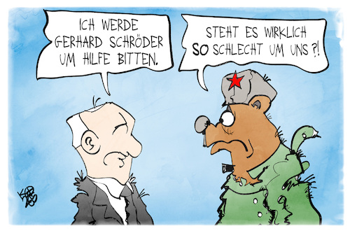 Cartoon: Putin und Schröder (medium) by Kostas Koufogiorgos tagged karikatur,koufogiorgos,putin,schröder,russland,krieg,karikatur,koufogiorgos,putin,schröder,russland,krieg