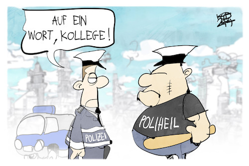 Cartoon: Rechtsextremismus (medium) by Kostas Koufogiorgos tagged karikatur,koufogiorgos,polizei,polizist,rechtsextremismus,kollege,neonazi,karikatur,koufogiorgos,polizei,polizist,rechtsextremismus,kollege,neonazi