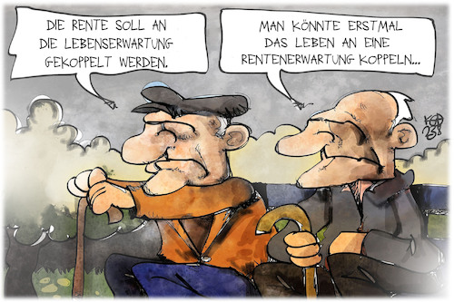 Cartoon: Rente (medium) by Kostas Koufogiorgos tagged karikatur,koufogiorgos,rente,rentner,leben,alter,karikatur,koufogiorgos,rente,rentner,leben,alter