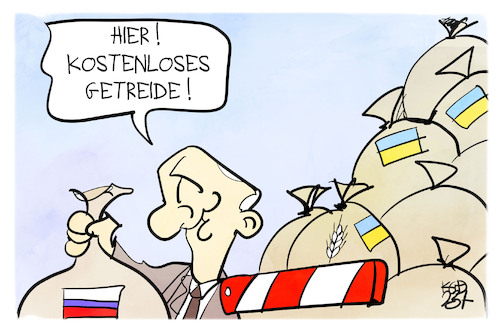 Cartoon: Russland-Afrika-Gipfel (medium) by Kostas Koufogiorgos tagged karikatur,koufogiorgos,afrika,gipfel,getreideabkommen,ukraine,karikatur,koufogiorgos,afrika,gipfel,getreideabkommen,ukraine