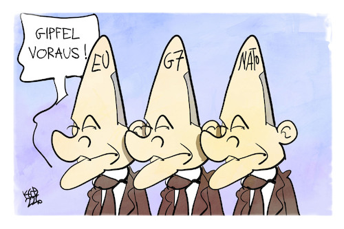 Cartoon: Scholz auf den Gipfeln (medium) by Kostas Koufogiorgos tagged koufogiorgos,scholz,gipfel,eu,nato,g7,karikatur,bundekanzler,koufogiorgos,scholz,gipfel,eu,nato,g7