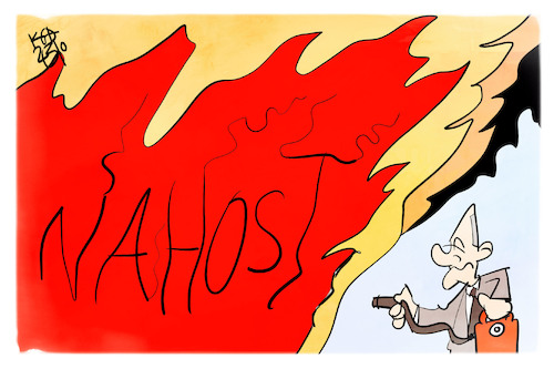 Cartoon: Scholz in Israel (medium) by Kostas Koufogiorgos tagged karikatur,koufogiorgos,scholz,israel,feuer,nahost,feuerwehrmann,wasser,gießkanne,karikatur,koufogiorgos,scholz,israel,feuer,nahost,feuerwehrmann,wasser,gießkanne