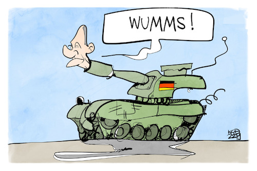 Cartoon: Scholz zur Lage der Bundeswehr (medium) by Kostas Koufogiorgos tagged karikatur,koufogiorgos,bundeswehr,scholz,panzer,militär,armee,karikatur,koufogiorgos,bundeswehr,scholz,panzer,militär,armee