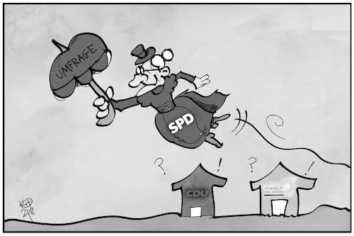 Cartoon: SPD im Umfragen-Höhenflug (medium) by Kostas Koufogiorgos tagged karikatur,koufogiorgos,illustration,cartoon,spd,cdu,gruene,partei,umfrage,höhenflug,tante,karikatur,koufogiorgos,illustration,cartoon,spd,cdu,gruene,partei,umfrage,höhenflug,tante