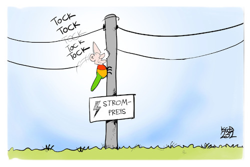 Cartoon: Strompreisbremse (medium) by Kostas Koufogiorgos tagged karikatur,koufogiorgos,scholz,specht,strompreis,bremse,geld,karikatur,koufogiorgos,scholz,specht,strompreis,bremse,geld