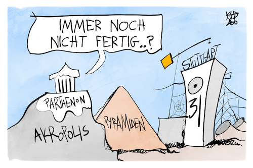 Cartoon: Stuttgart 31 (medium) by Kostas Koufogiorgos tagged karikatur,koufogiorgos,stuttgart,21,s21,pyramiden,parthenon,akropolis,baustelle,bahnhof,karikatur,koufogiorgos,stuttgart,21,s21,pyramiden,parthenon,akropolis,baustelle,bahnhof