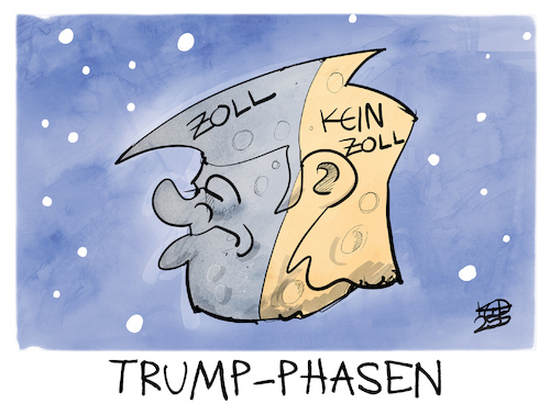 Cartoon: Trump-Phasen (medium) by Kostas Koufogiorgos tagged trump,mond,phase,koufoigorgos,zoll,trump,mond,phase,koufoigorgos,zoll