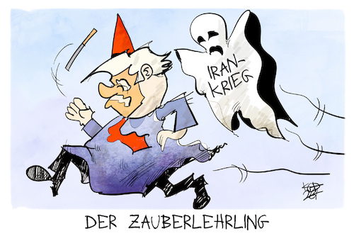 Cartoon: Trumps Geister (medium) by Kostas Koufogiorgos tagged karikatur,koufogiorgos,trump,geister,zauberlehrling,goethe,krieg,karikatur,koufogiorgos,trump,geister,zauberlehrling,goethe,krieg