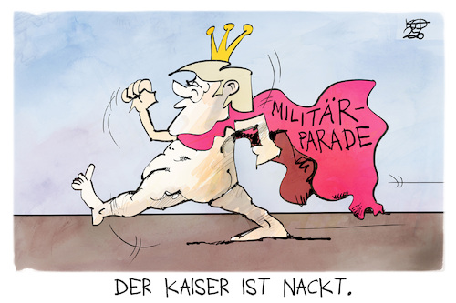 Cartoon: Trumps Militärparade (medium) by Kostas Koufogiorgos tagged karikatur,koufogiorgos,militärparade,trump,kaiser,nackt,usa,karikatur,koufogiorgos,militärparade,trump,kaiser,nackt,usa